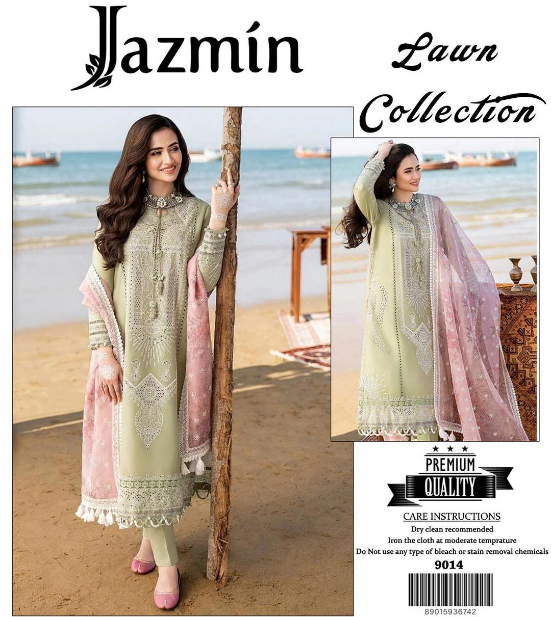 3 PCS WOMENS UNSTITCHED EMBROIDERED SUIT .