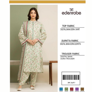 3 PCS WOMENS UNSTITCHED EMBROIDERED SUIT .