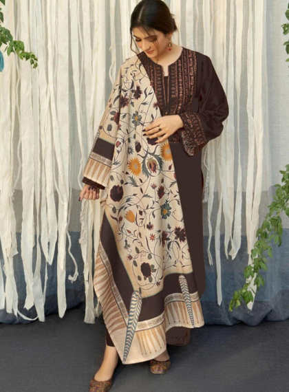 3 PCS WOMENS UNSTITCHED EMBROIDERED SUIT .