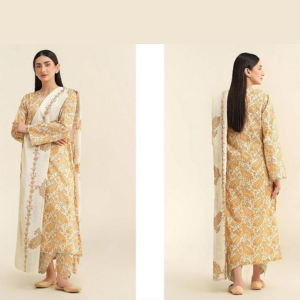3 PCS WOMENS UNSTITCHED EMBROIDERED SUIT .