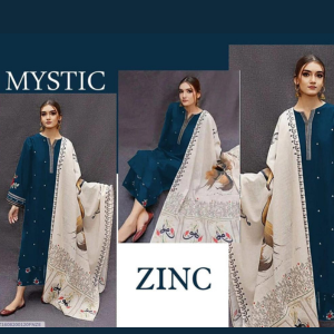 3 PCS WOMENS UNSTITCHED EMBROIDERED SUIT .