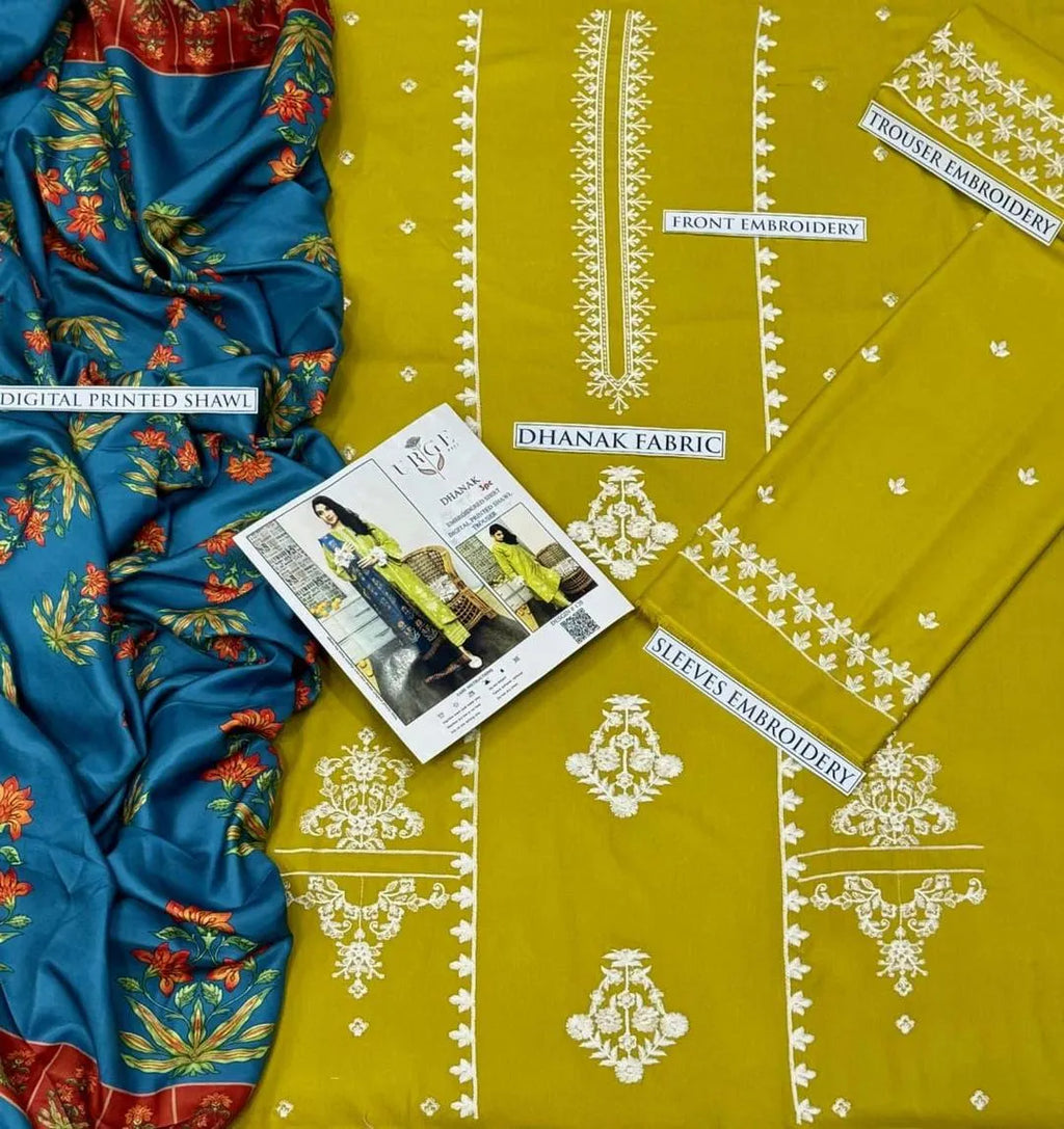 MQL-940  Signature 3pc Unstitched EMBROIDERED Suit .