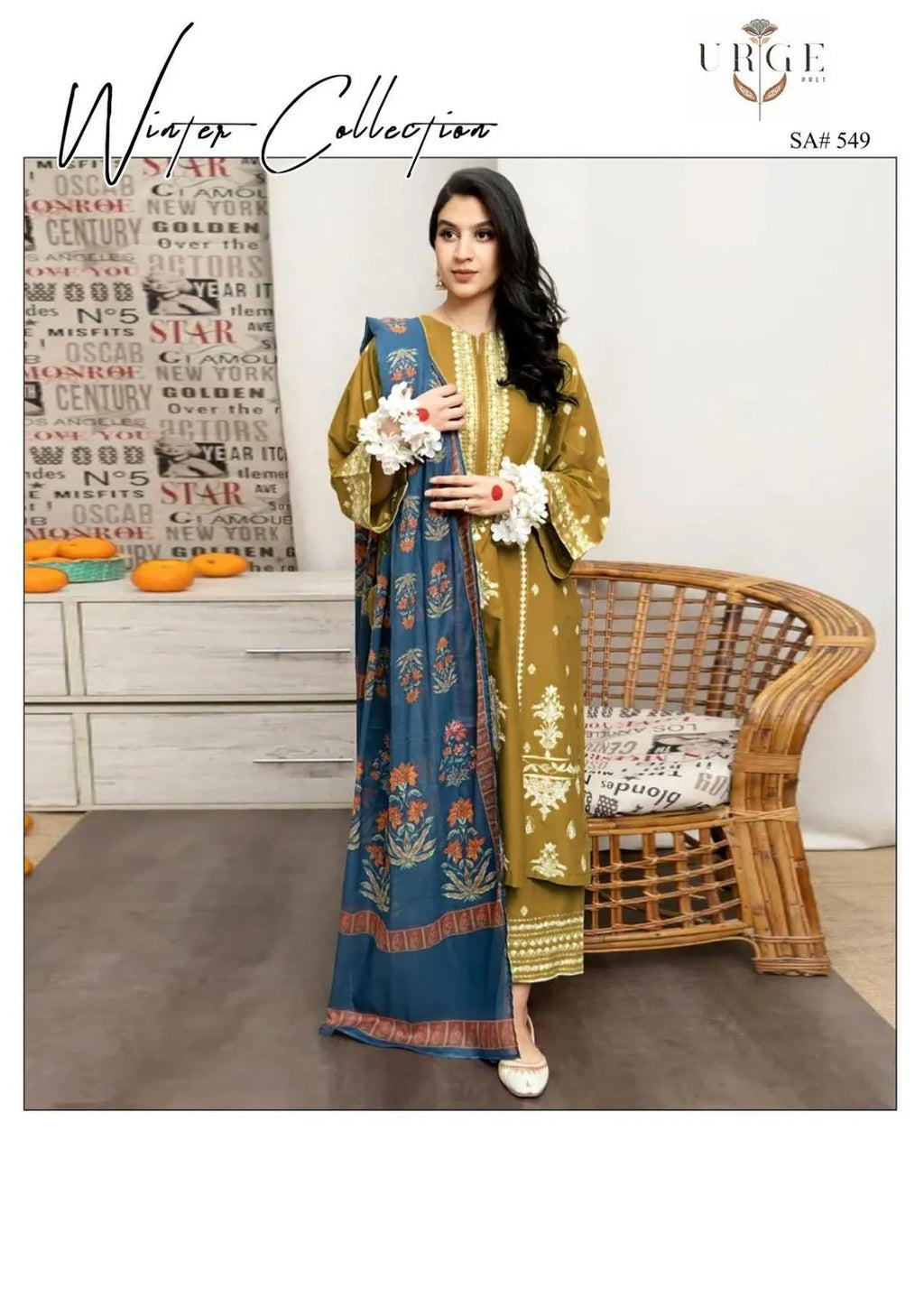 WXT-592 Finely Made 3pc Unstitched Dhanak Embroidered Suit