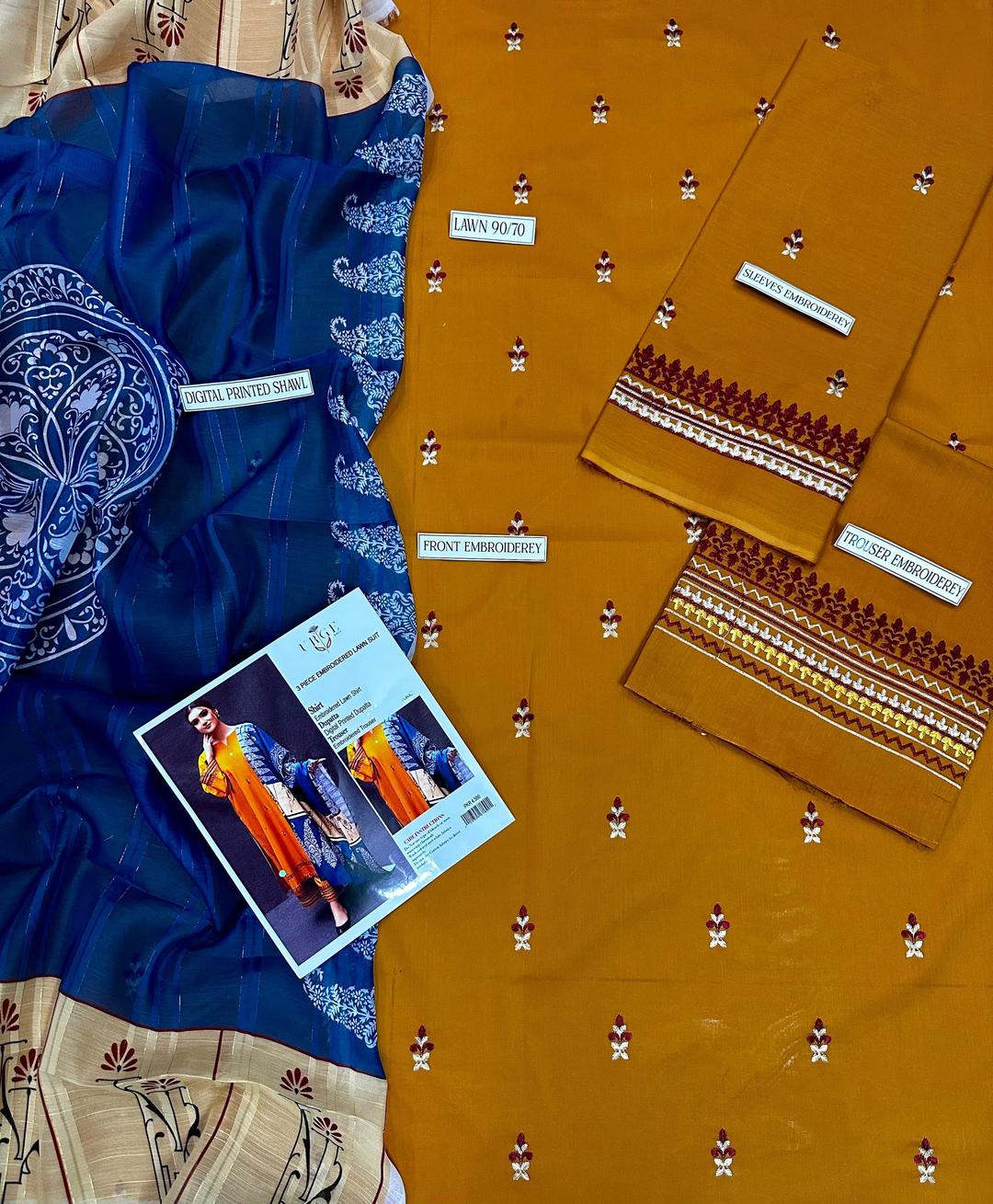 CJV-028 Heritage 3pc Unstitched Dhanak Embroidered Suit