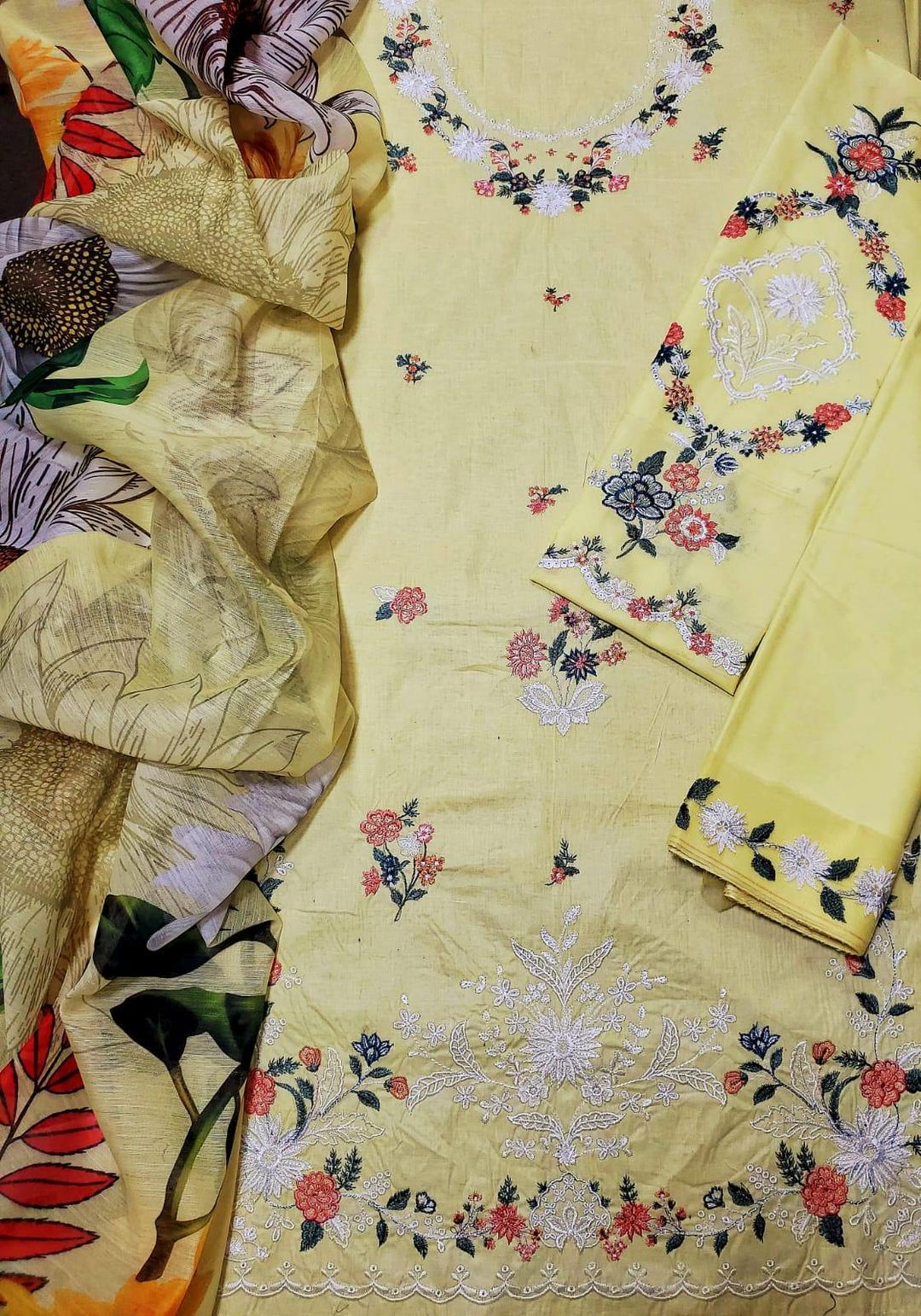 ZARASHAHJAHAN ZJE205 PREMIUM 3pc Unstitched Dhanak EMBROIDERED SUIT