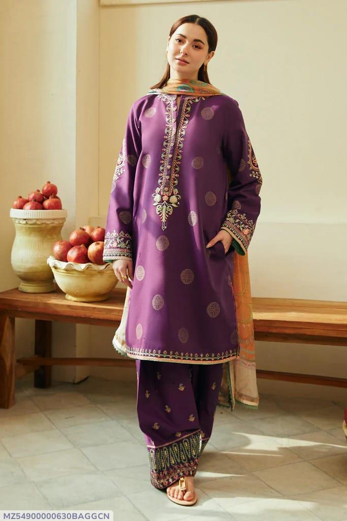ZARASHAHJAHAN ZJL190 PURPLE Elegant 3 PCS Unstitched embroidered ui