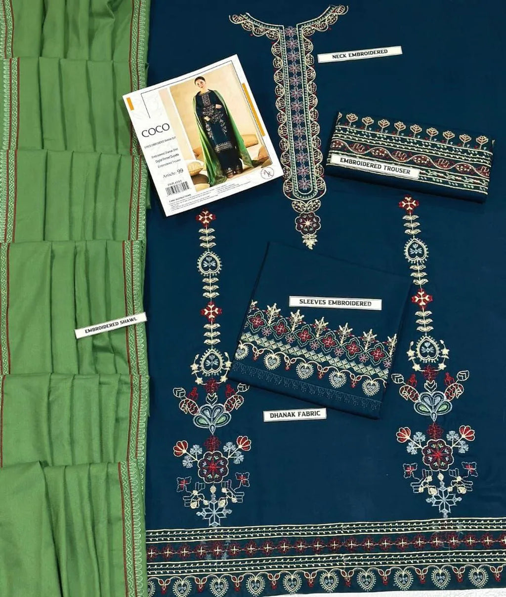 ZARASHSHJAHAN ZJW239 Mocha 3pc Unstitched EMBROIDERED SUIT .