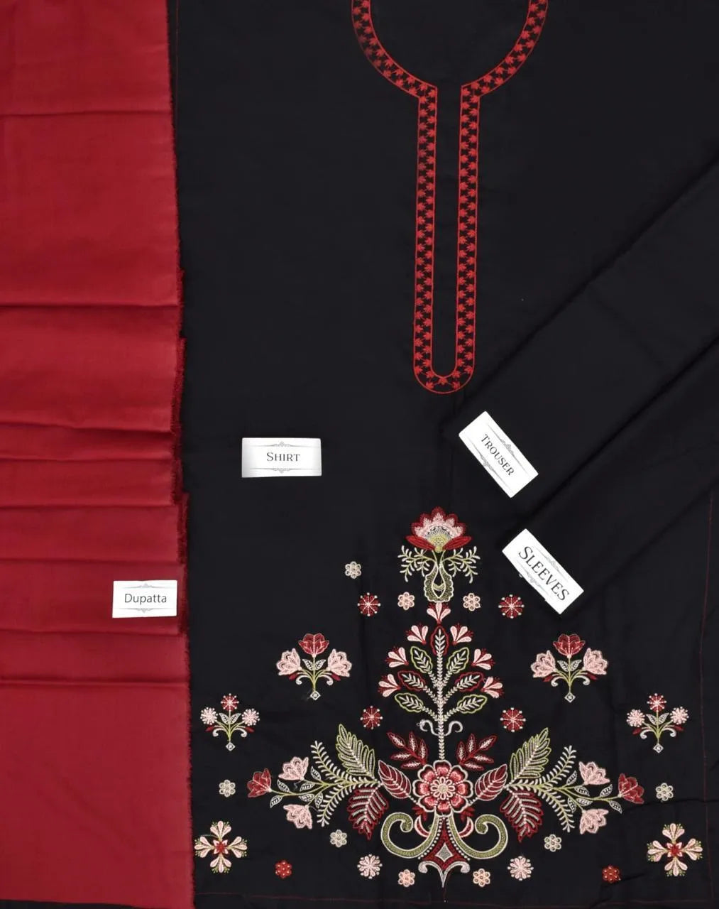 MB LNX-806 Elegant 3pc Unstitched Dhanak Embroidered Suit