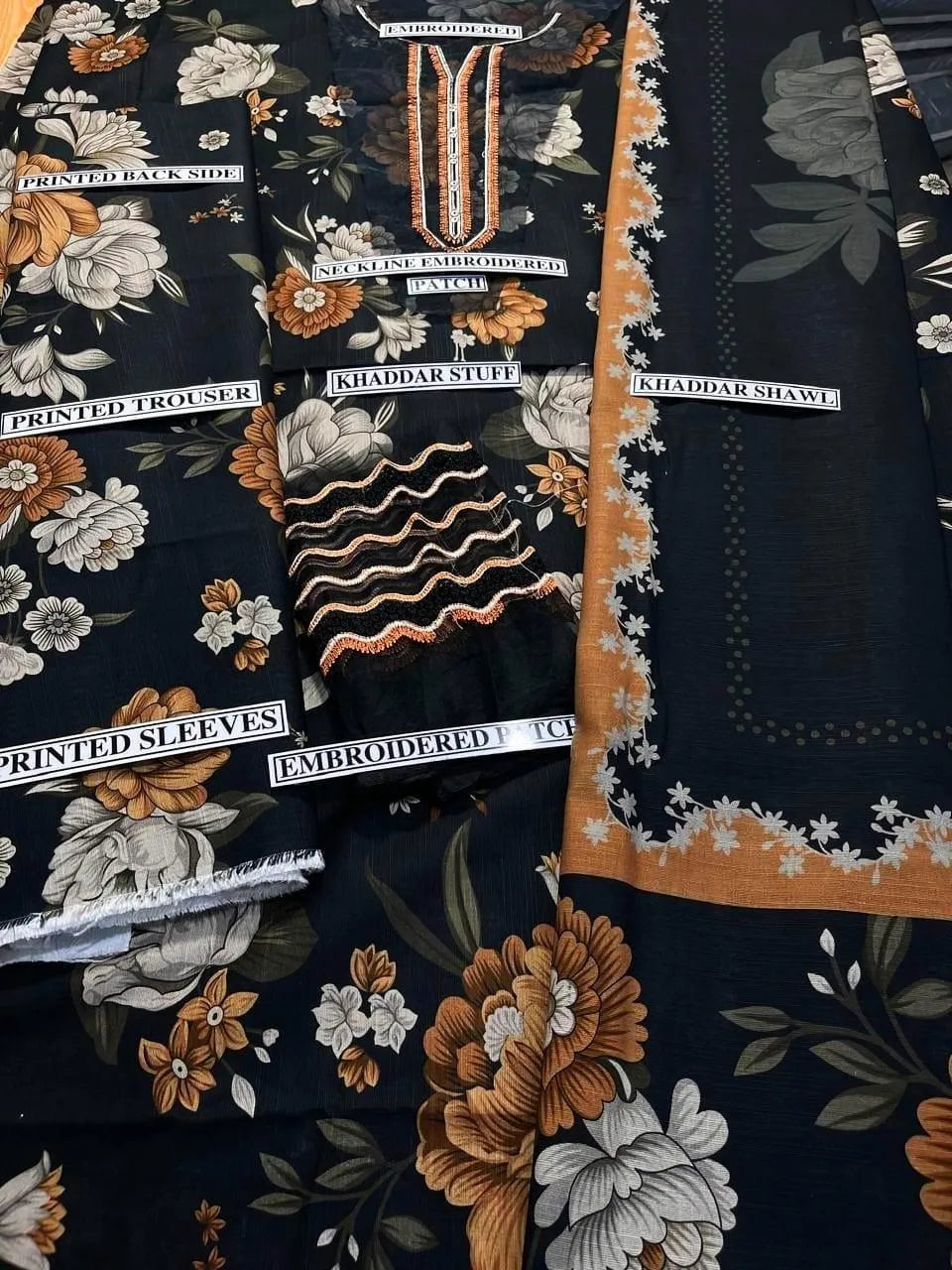 BW126 Winter Azure Luxury 3pc Dhanak digital printed suit .