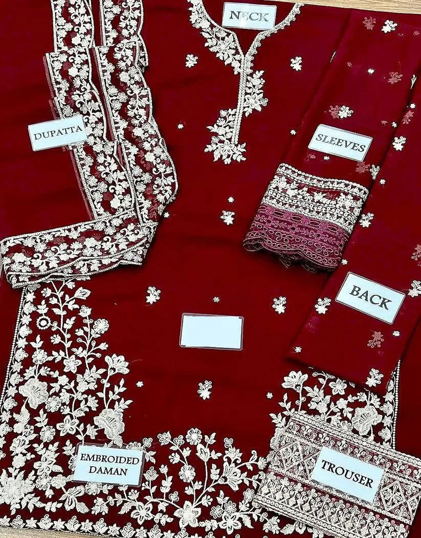 NEW ARRIVAL PR-969 TRENDING  3PC UNSTITCHED SUIT”