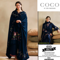 ZJW168  Navy Premium 3pc Dhanak embroidered suit .
