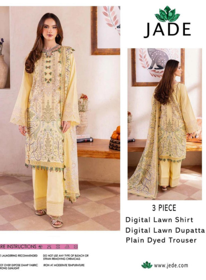 JA-QM204 Luxury 3pc lawn  Unstitched Collection digital printed suit .