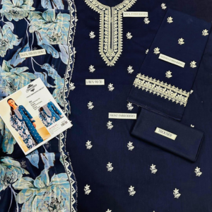 CJM-509 Luxury 3pc Unstitched Dhanak embroidered suit .