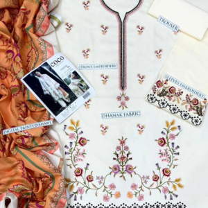 ZJW126  Azure 3pc Unstitched embroidered suit .