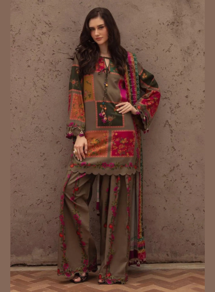 CHARIZMA AZ-134 Classic 3pc Unstitched Dhanak PRINTED Suit.