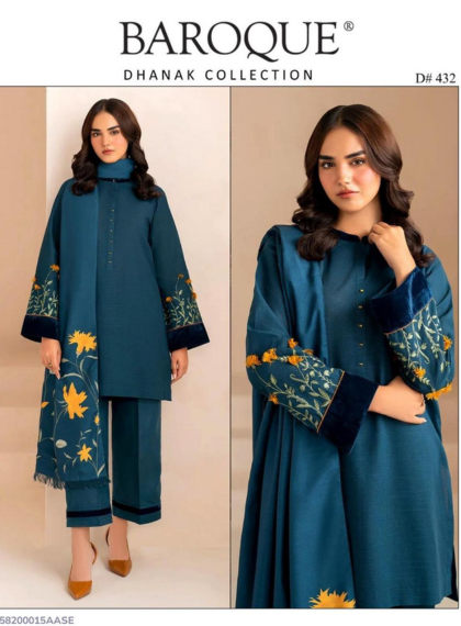 BAROQUE BQ-312 OPULENT 3PC UNSTITCHED DHANAK EMB SUIT