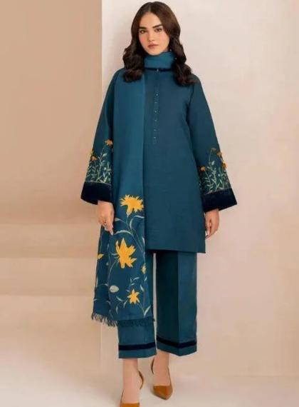 BAROQUE BQ-312 OPULENT 3PC UNSTITCHED DHANAK EMB SUIT