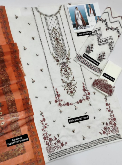 Luxury Gold Women’s 3PC Lawn Suits | Rangrez.pk