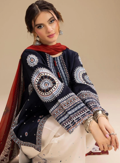 JAZMIN JL168 Winter Sand Elegant 3pc dhanak EMBROIDERED SUIT .