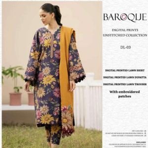 3 PCS WOMENS UNSTITCHED PRINTED  SUIT .