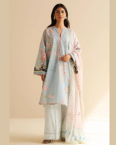3 PCS WOMENS UNSTITCHED EMBROIDERED SUIT