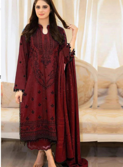 CJM-509 Luxury 3pc Unstitched Dhanak embroidered suit