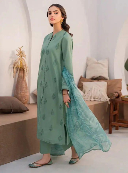 HJP-265 Designer 3pc Unstitched Dhanak embroidered suit .