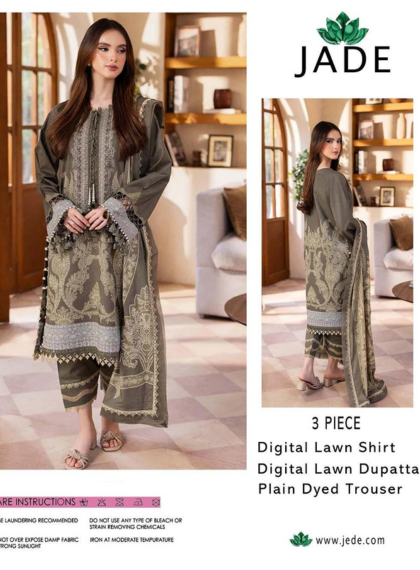 JA-PQ184 Luxury lawn 3pc Unstitched Wear digital print suit .