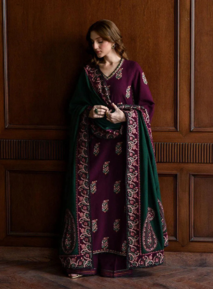 MWR-731  Signature 3pc Unstitched embroidered suit .