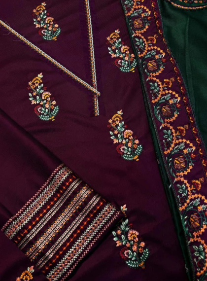 MWR-731  Signature 3pc Unstitched embroidered suit .