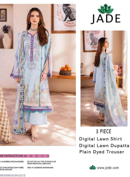 JA-XJ517 Classic 3pc Unstitched lawn digital printed suit .