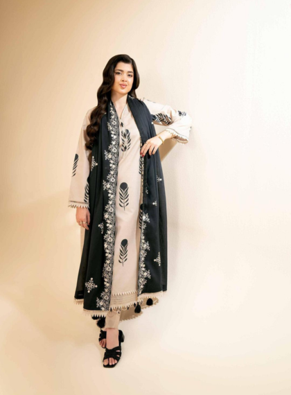 ZE-RJ204 Luxury 3pc Unstitched printed suit .