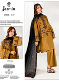 JC155 geometric Midnight 3pc Unstitched embroidered suit .