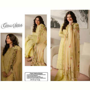 AXW-118 Classic 3pc Unstitched Dhanak embroidered suit .