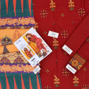 BAT-RM204 Luxury 3pc Unstitched Collection embroidered suit .