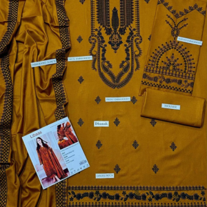 Luxe-Code 208 Unstitched 3pc Collection embroidered suit .