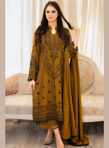 Luxe-Code 208 Unstitched 3pc Collection embroidered suit .