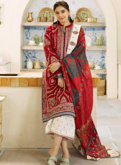 Signature-Line 615 Unstitched 3pc dhanak embroidered suit .