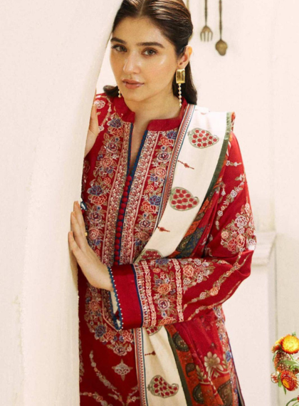 Signature-Line 615 Unstitched 3pc dhanak embroidered suit .