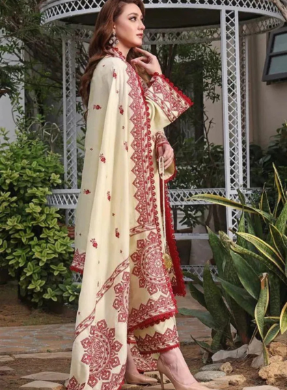 ANEELA'S  AS-608 Artful 3pc Unstitched Dhanak Embroidered Suit