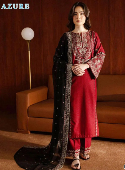 AZURE SG-742 Refined 3pc Unstitched Dhanak Embroidered Suit