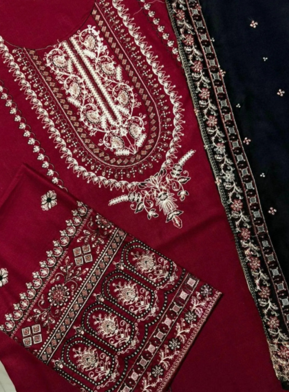 AZURE SG-742 Refined 3pc Unstitched Dhanak Embroidered Suit