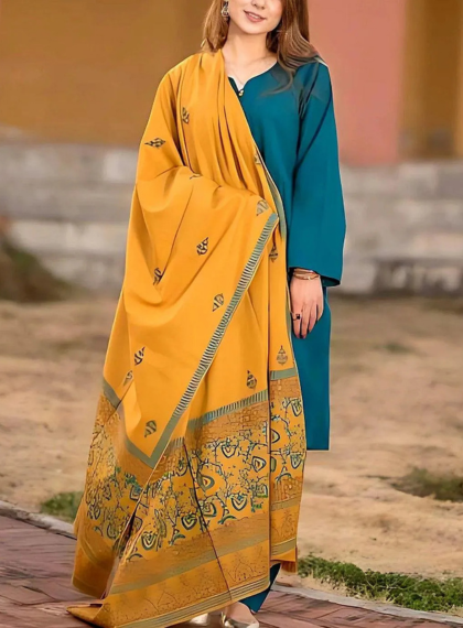 SLING SG-742 Refined 3pc Unstitched Dhanak Embroidered Suit