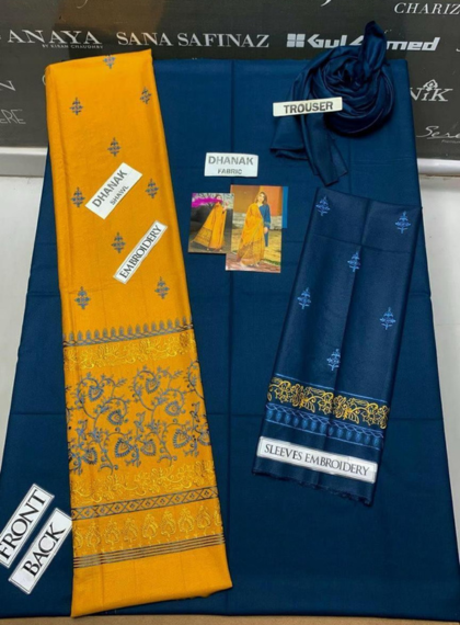 SLING SG-742 Refined 3pc Unstitched Dhanak Embroidered Suit