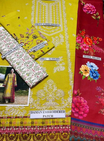 HARMALOOM  BQ-526 Heirloom 3pc Unstitched Dhanak Embroidered Suit