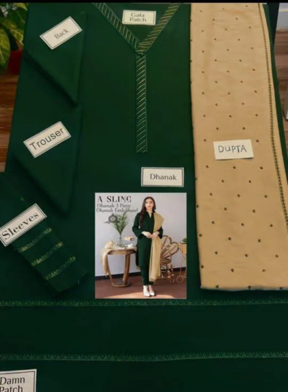 ASLING AS-101 HANDWORK 3PC UNSTITCHED DHANAK EMB SUIT