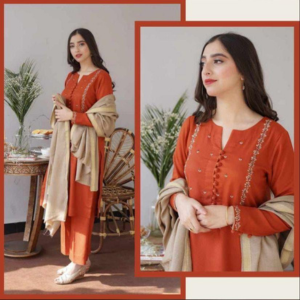 ASLING AS-118 FINESSE 3PC UNSTITCHED DHANAK EMB SUIT