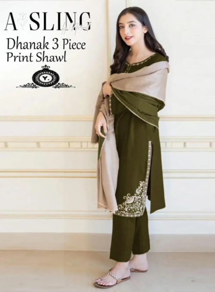 ASLING AS-176 BESPOKE 3PC UNSTITCHED DHANAK EMB SUIT