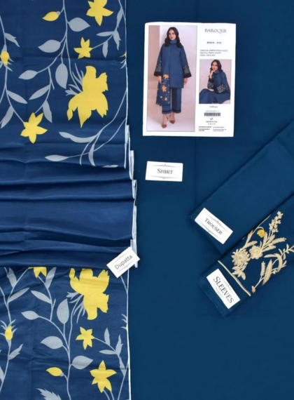 BAROQUE BQ-312 OPULENT 3PC UNSTITCHED DHANAK EMB SUIT