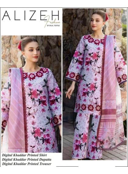 ALIZEH AZ-406 ILLUSTRATIVE 3PC UNSTITCHED DHANAK PRINTED SUIT